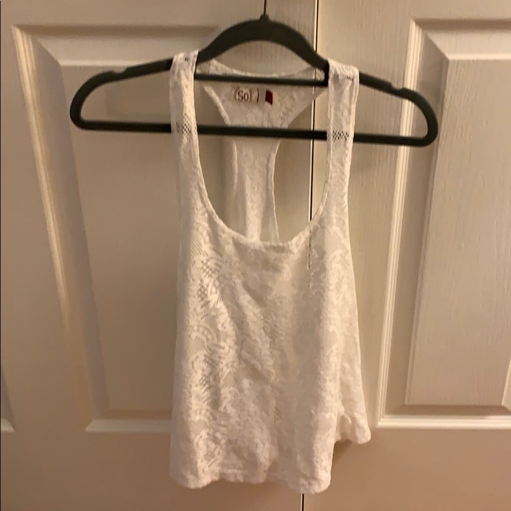 White woven tank top